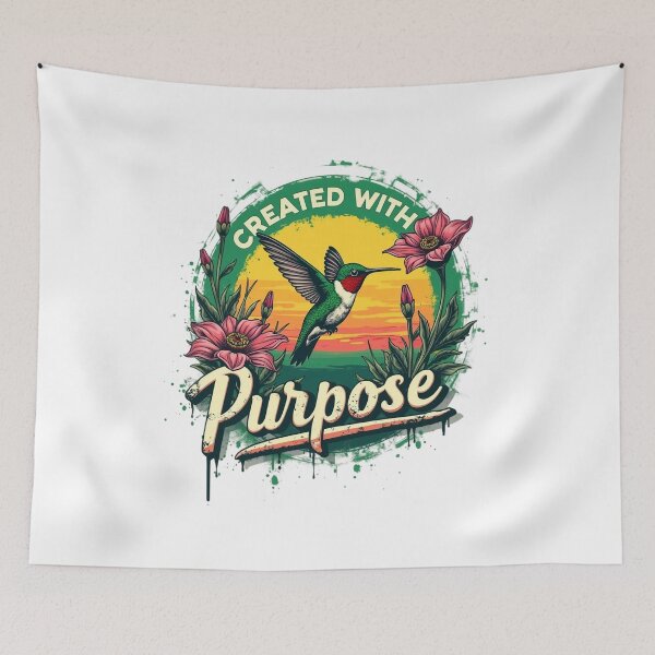 Item preview, Created with Purpose, Hummingbird, Flowers Art  designed and sold by Faithloveshop.