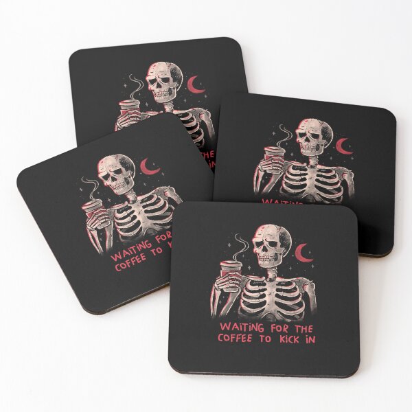 Item preview, Waiting For The Coffee To Kick In - Funny Sarcasm Dark Humor Coffee Skull Gift designed and sold by EduEly.