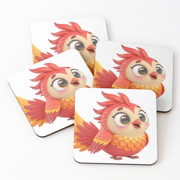 Item preview, bird, cute, cartoon, animal, pheonix, red, color, smile, eyes, emotion, feather designed and sold by NAVAL00.