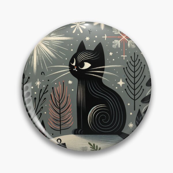 Item preview, Winter Black Cat, whimsical style designed and sold by Magic-wall-art.