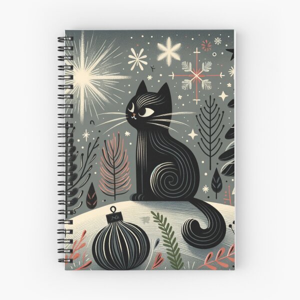 Item preview, Winter Black Cat, whimsical style designed and sold by Magic-wall-art.