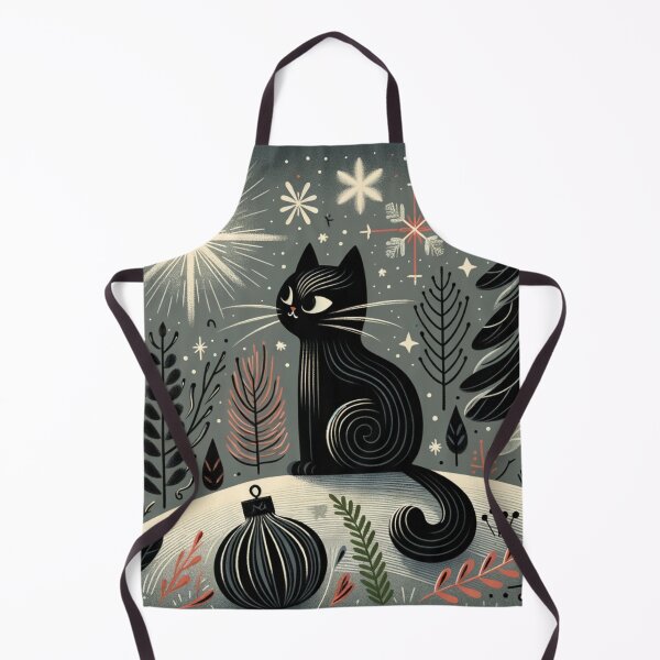 Item preview, Winter Black Cat, whimsical style designed and sold by Magic-wall-art.