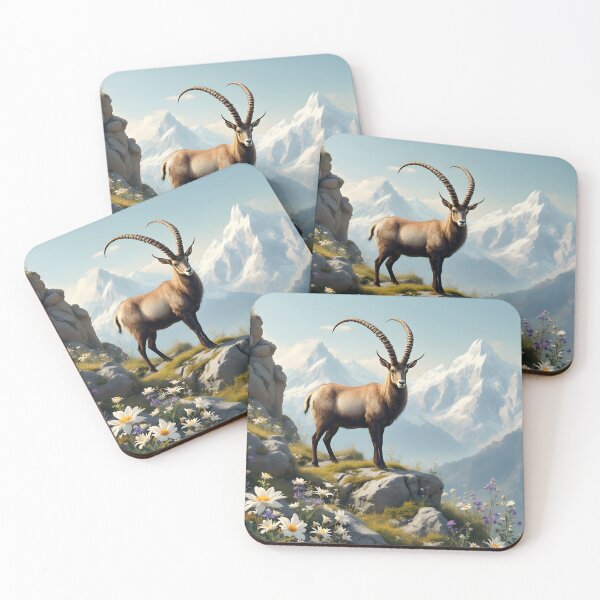 Item preview, Ibex with Wildflowers designed and sold by HabitableMoons.