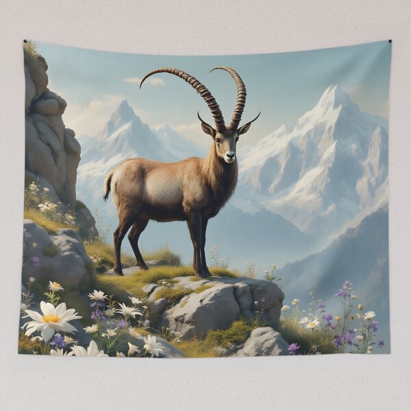 Item preview, Ibex with Wildflowers designed and sold by HabitableMoons.