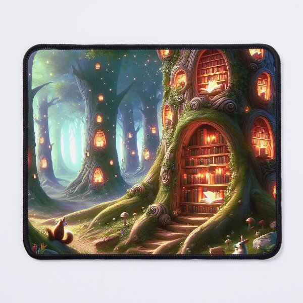 Item preview, Fairy Tale Library for Book Lover in a Magic Forest Trees Folklore Fables DND D&D,Bookish Nerd designed and sold by TheTimeTaxi.