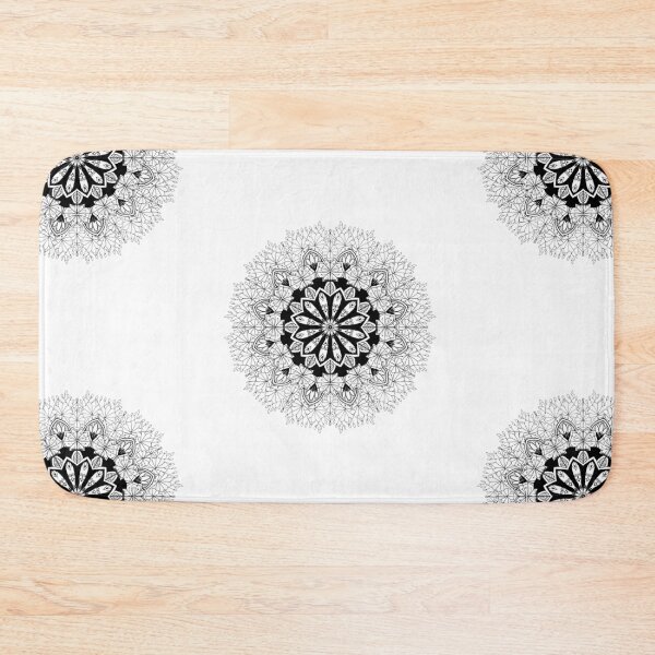 Item preview, Black Sunflower Petals Floral Mandala Pattern Design designed and sold by cosmiccircles01.