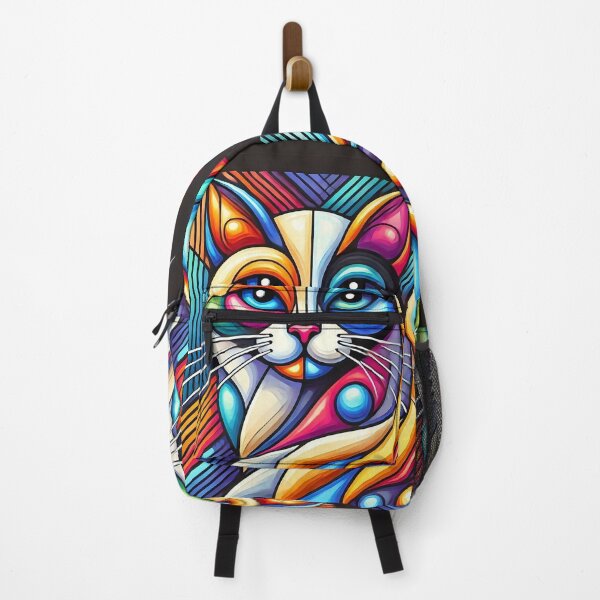 Item preview, Abstract Main Coon Cat 1970s Kitty, Kitten MCM Style Atomic 1960 Art Deco, Colorful designed and sold by TheTimeTaxi.