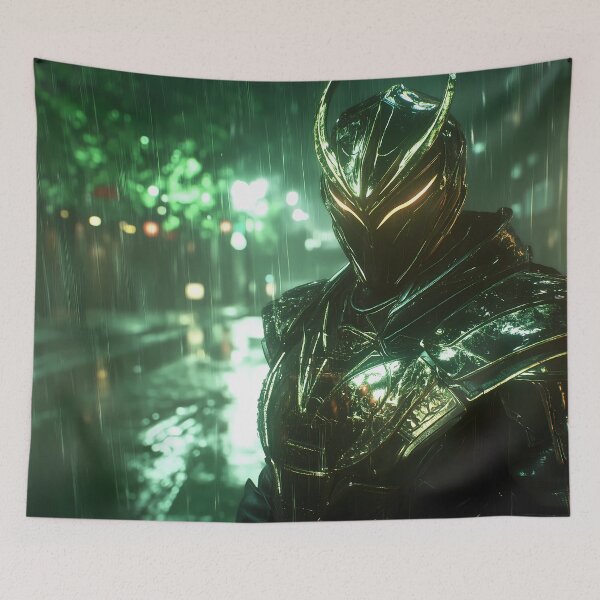 Item preview, Cyberpunk Neon Samurai in the Rain designed and sold by PixelReverb.