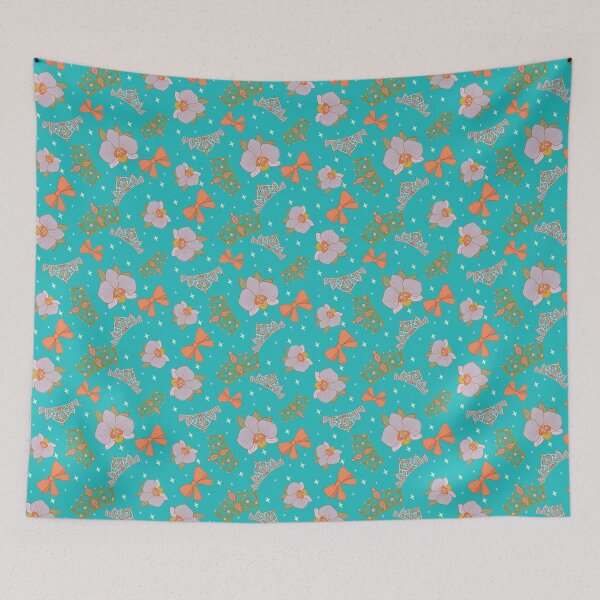 Item preview, Solid Teal Royal Elegance Pattern - Crowns, Flowers, and Bows designed and sold by DaisyLaneCo94.