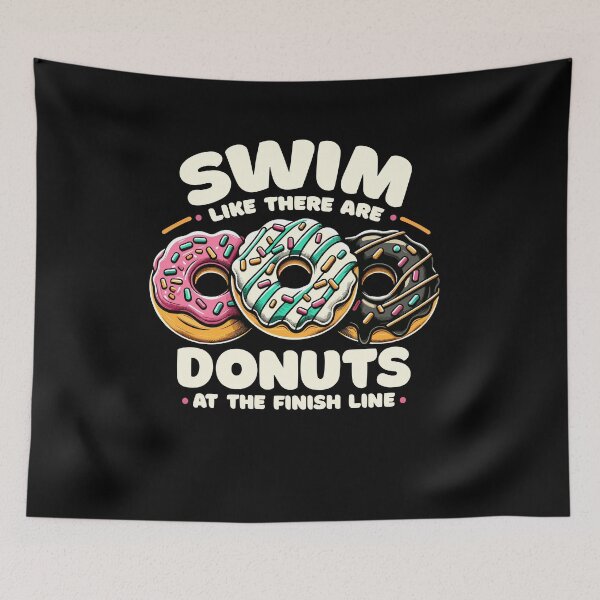 Item preview, Swim Like There Donuts At Finish Line Swimming Dessert Fans designed and sold by Dressed For  Duty.
