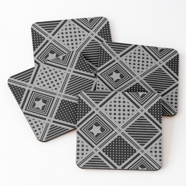 Item preview, Gray black geometric pattern in patchwork style designed and sold by fuzzyfox.