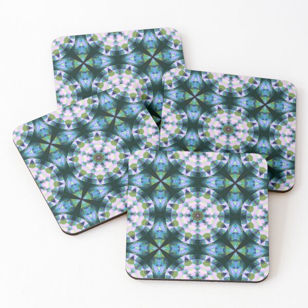 Item preview, Kaleidoscope Star Flower in Green Blue and Pink designed and sold by KeksWorkroom.