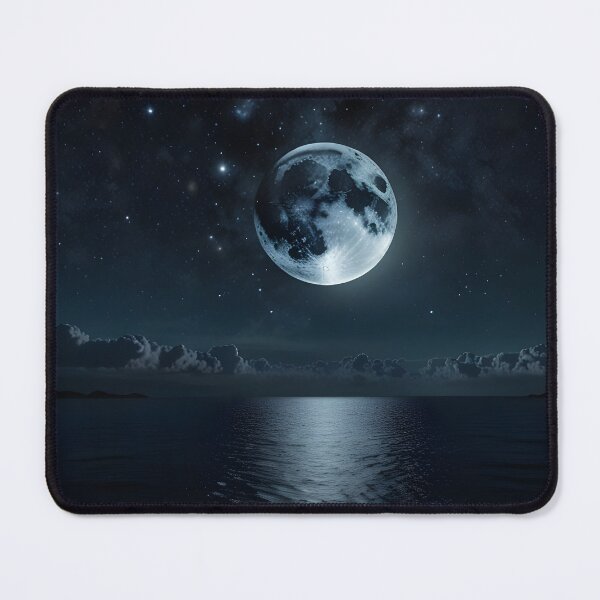 Item preview, A minimalistic moon with craters, set against a black starry sky designed and sold by johndesignwaves.