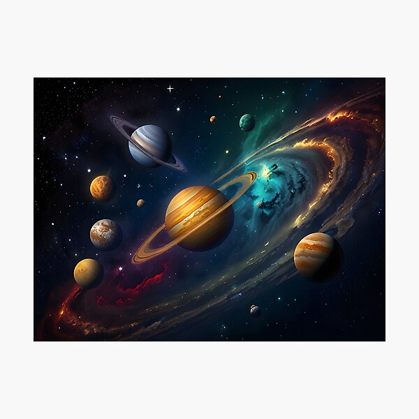 Item preview, Planets of the solar system aligned in a colorful, artistic pattern designed and sold by johndesignwaves.