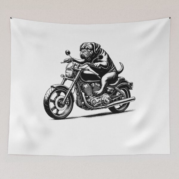 Item preview, Cool Dogue de Bordeaux Riding a Motorcycle Biker Dog Lover designed and sold by Kimberley King Art  King Art.