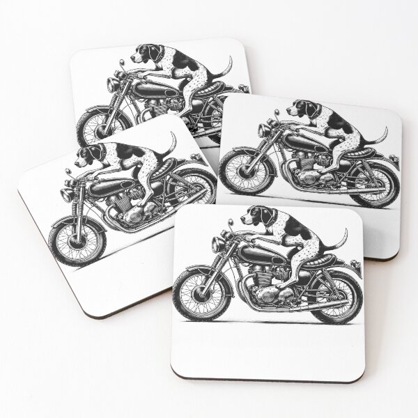 Item preview, Cool English Pointer Riding a Motorcycle Biker Dog Lover designed and sold by Kimberley King Art  King Art.