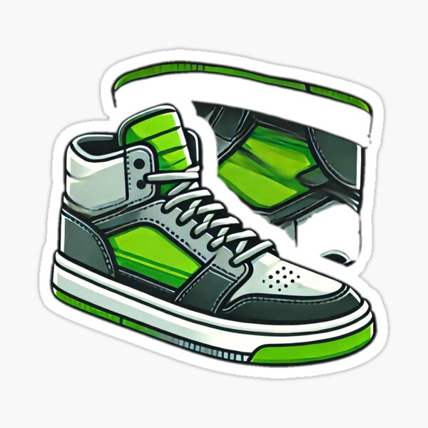Pair of shoes in silver and green Sticker