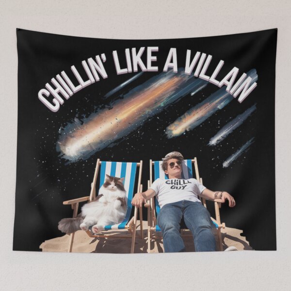 Item preview, Chillin' Like A Villain Chill Cat #3 designed and sold by ChonkingHazard.