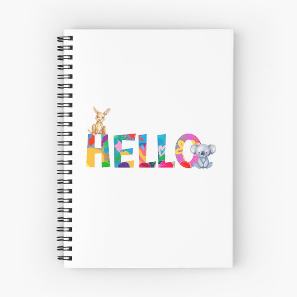 Aperçu de l'œuvre Bonjour avec de l'art abstrait et un lapin et un koala mignons créée et vendue par Fantacaroo Designs.