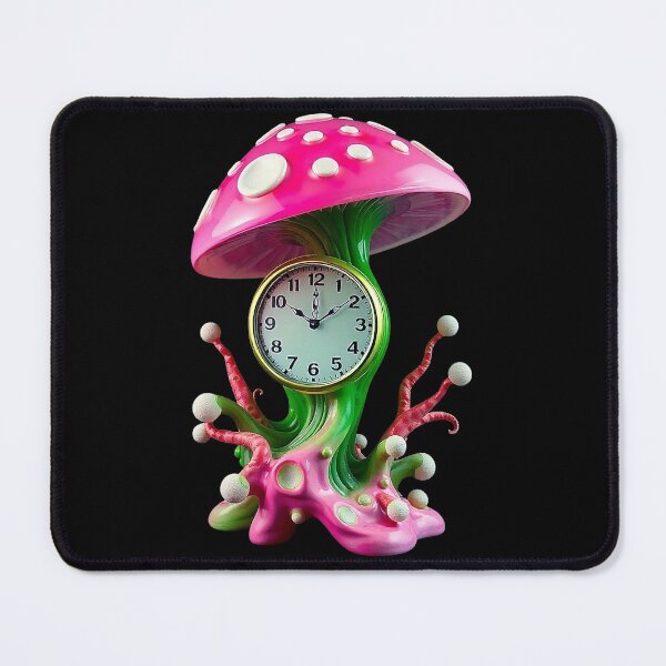 Item preview, Green and Pink Mushroom Clock designed and sold by Pebbledrops.
