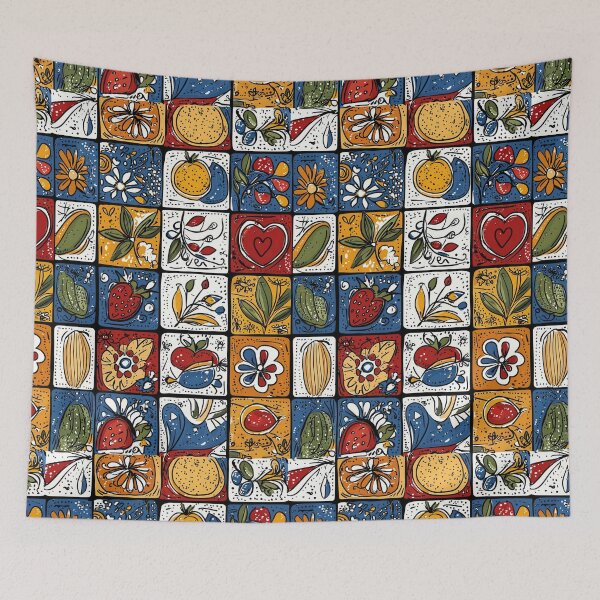Item preview, Modern artistic tiles featuring flowers and fruits designed and sold by Piotrek0001.