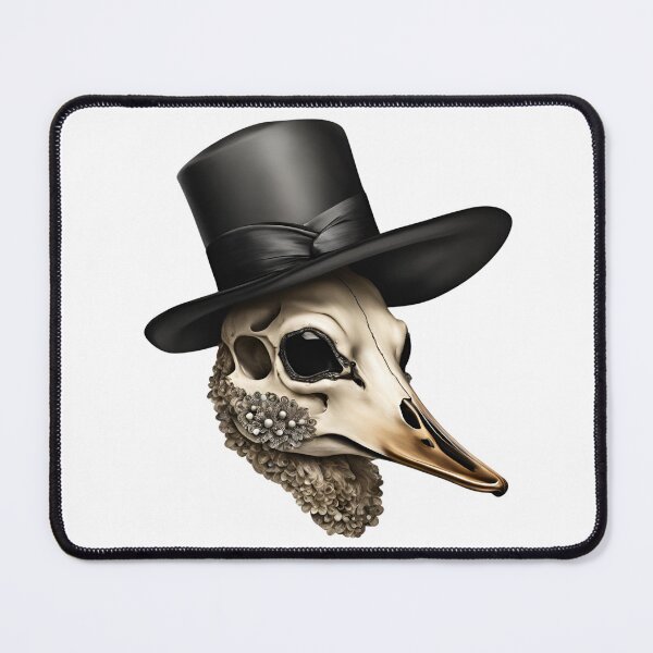 Item preview, A dapper duck skull, adorned with a top hat and jeweled cravat, offers a whimsical yet macabre aesthetic. designed and sold by KanDa-Shop.
