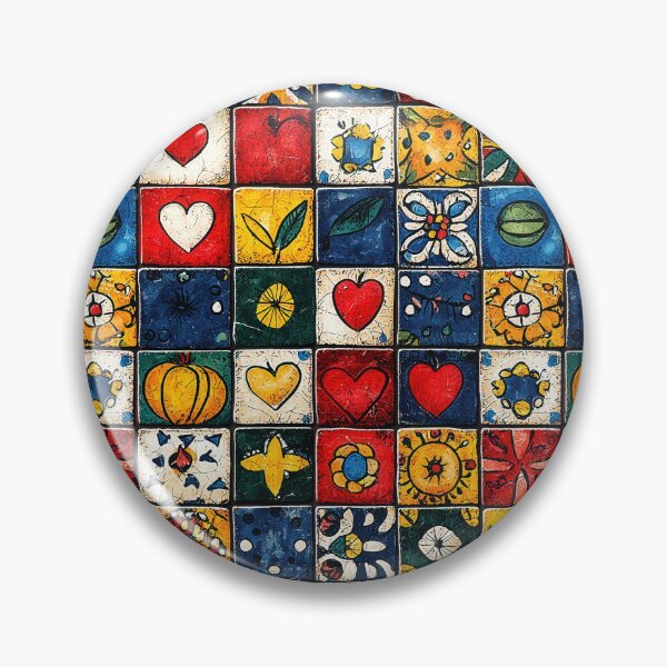 Item preview, Square tile art with vibrant fruits and hearts designed and sold by Piotrek0001.