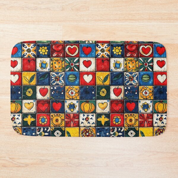 Item preview, Square tile art with vibrant fruits and hearts designed and sold by Piotrek0001.