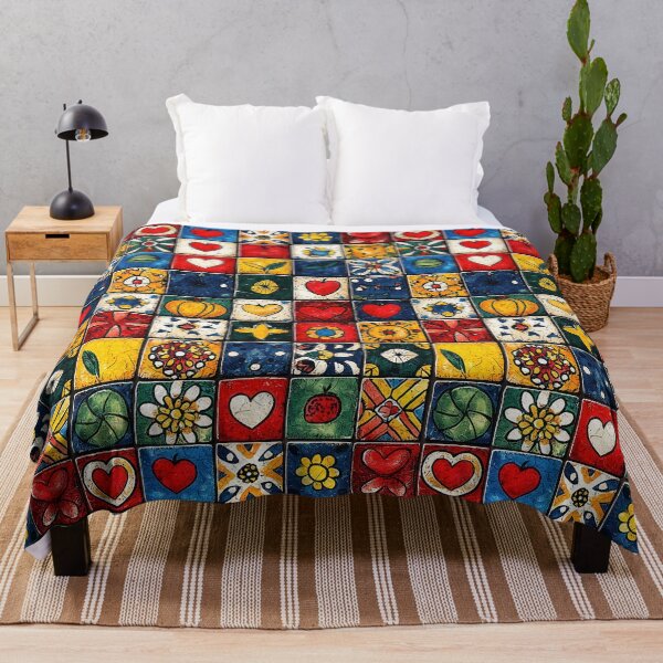 Item preview, Square tile art with vibrant fruits and hearts designed and sold by Piotrek0001.