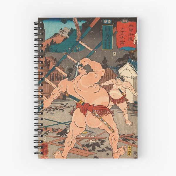 Item preview, Sumo Wrestlers Fighting - Antique Japanese Ukiyo-e Woodblock Print designed and sold by VintageSpaceArt.