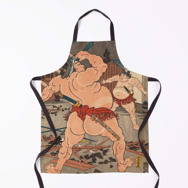 Item preview, Sumo Wrestlers Fighting - Antique Japanese Ukiyo-e Woodblock Print designed and sold by VintageSpaceArt.