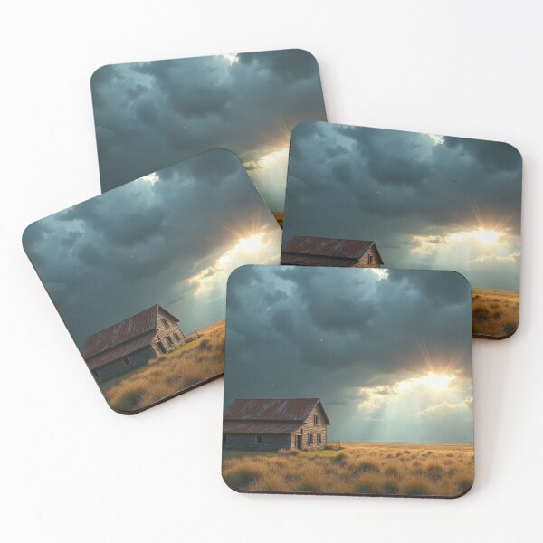 Item preview, Rural farmhouse nestled amidst an expansive landscape, dominated by a dramatic sky filled storm clouds designed and sold by Giuseppe Cammino.