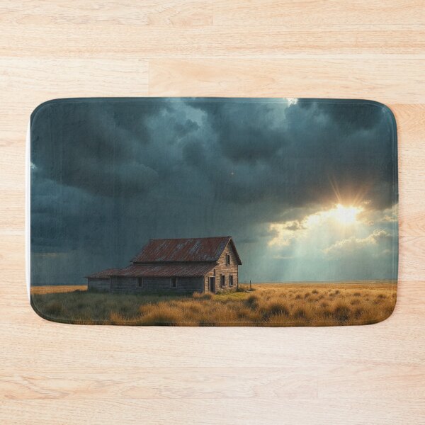 Item preview, Rural farmhouse nestled amidst an expansive landscape, dominated by a dramatic sky filled storm clouds designed and sold by Giuseppe Cammino.