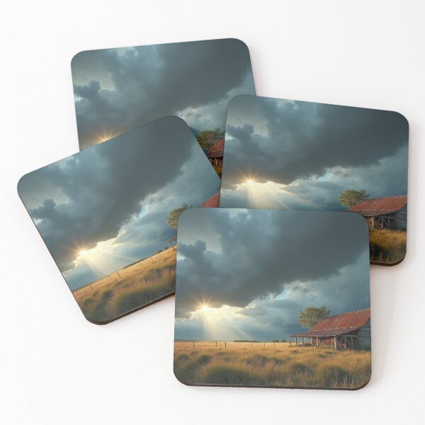 Item preview, Rural farmhouse nestled amidst an expansive landscape, dominated by a dramatic sky filled storm clouds designed and sold by Giuseppe Cammino.