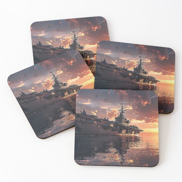 Item preview, Majestic Military Aircraft Carrier Basking in Vibrant Sunset designed and sold by CheerForGoods.