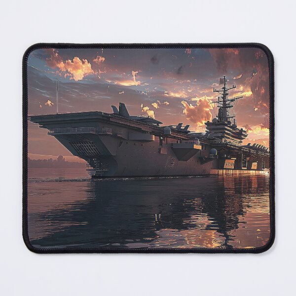 Item preview, Majestic Military Aircraft Carrier Basking in Vibrant Sunset designed and sold by CheerForGoods.