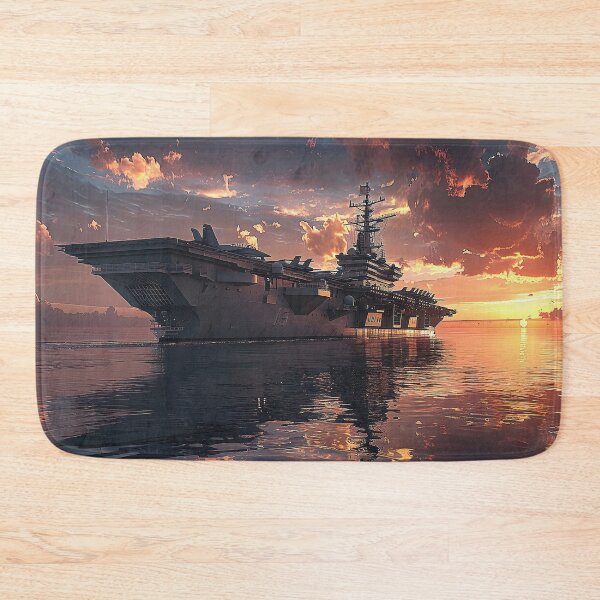 Item preview, Majestic Military Aircraft Carrier Basking in Vibrant Sunset designed and sold by CheerForGoods.