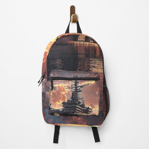 Item preview, Majestic Military Aircraft Carrier Basking in Vibrant Sunset designed and sold by CheerForGoods.