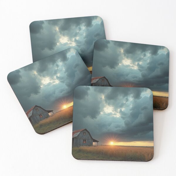 Item preview, Rural farmhouse nestled amidst an expansive landscape, dominated by a dramatic sky filled storm clouds designed and sold by Giuseppe Cammino.