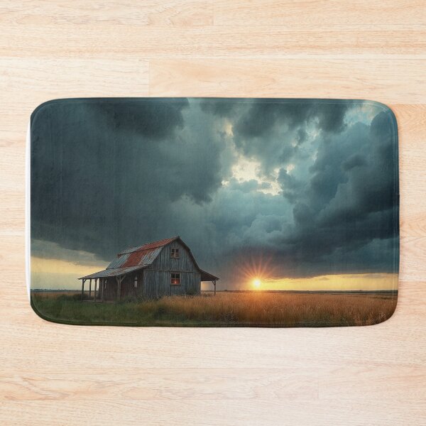 Item preview, Rural farmhouse nestled amidst an expansive landscape, dominated by a dramatic sky filled storm clouds designed and sold by Giuseppe Cammino.