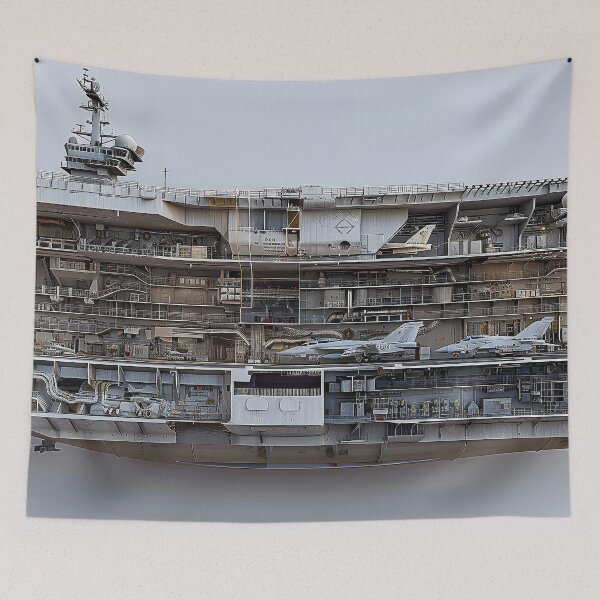 Item preview, Intricate Cross Section View of a Highly Advanced Military Aircraft Carrier designed and sold by CheerForGoods.