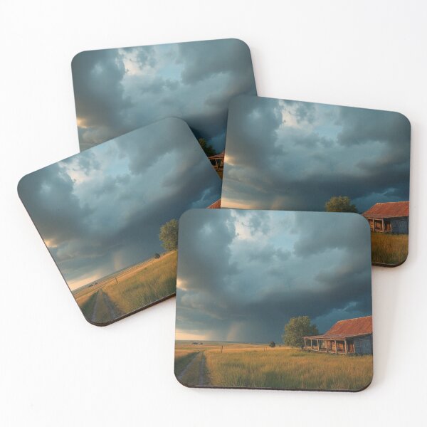 Item preview, Rural farmhouse nestled amidst an expansive landscape, dominated by a dramatic sky filled storm clouds designed and sold by Giuseppe Cammino.