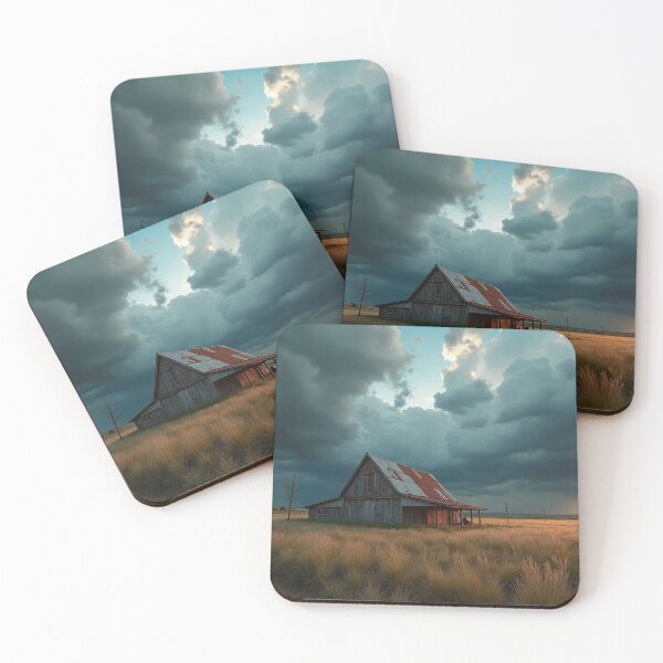 Item preview, Rural farmhouse nestled amidst an expansive landscape, dominated by a dramatic sky filled storm clouds designed and sold by Giuseppe Cammino.