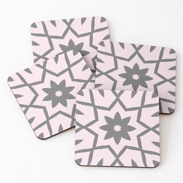 Item preview, Star Flower Pattern in Gray and Pale Pink designed and sold by KeksWorkroom.