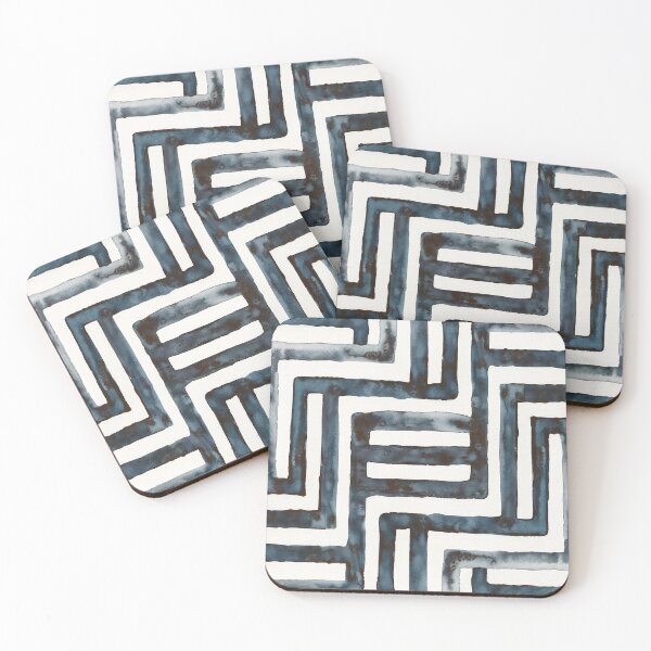 Item preview, Watercolor Navy Blue Greek Key Pattern designed and sold by Tamas Das.