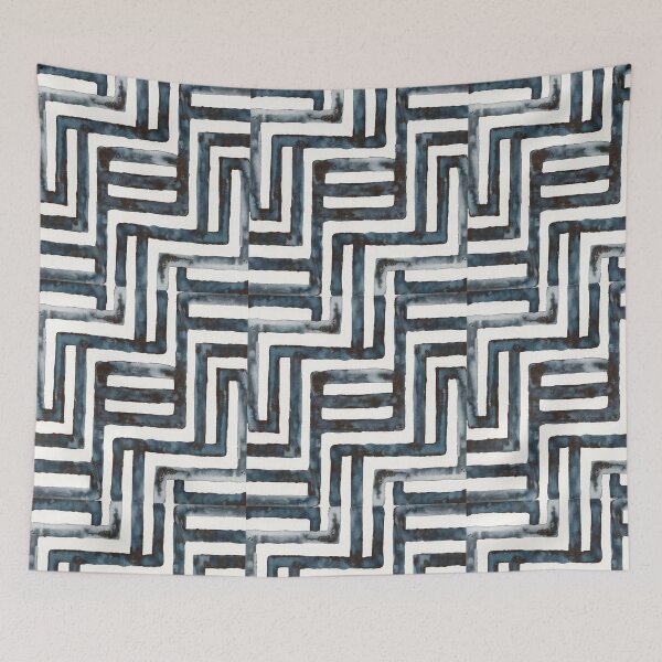 Item preview, Watercolor Navy Blue Greek Key Pattern designed and sold by Tamas Das.