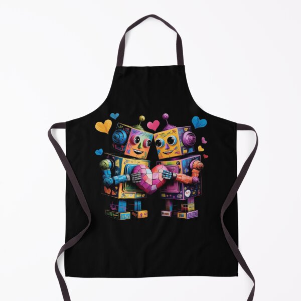 Item preview, Mechanical Hearts Two Colorful Robots Holding A Heart designed and sold by Maggie Mustard.