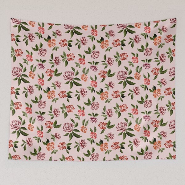 Item preview, Hand-Painted Warm Roses on Soft Pink designed and sold by Elisabeth Coelfen.