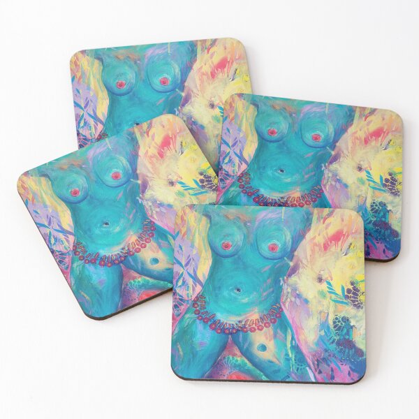 Item preview, Female nude intuitively created from a colorful background designed and sold by margikunst.