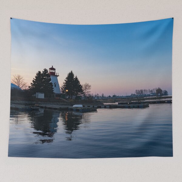 Item preview, Waiting for Sunrise - Blue Hour at the Lighthouse, Infused with Soft Pink designed and sold by Georgia Mizuleva.